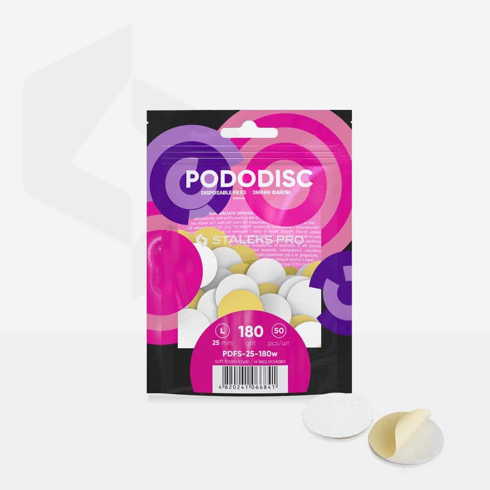DISPOSABLE WHITE FILES ON SOFT FOAM LAYER FOR PEDICURE DISC PODODISC M EXPERT 180 GRIT (50 PCS)