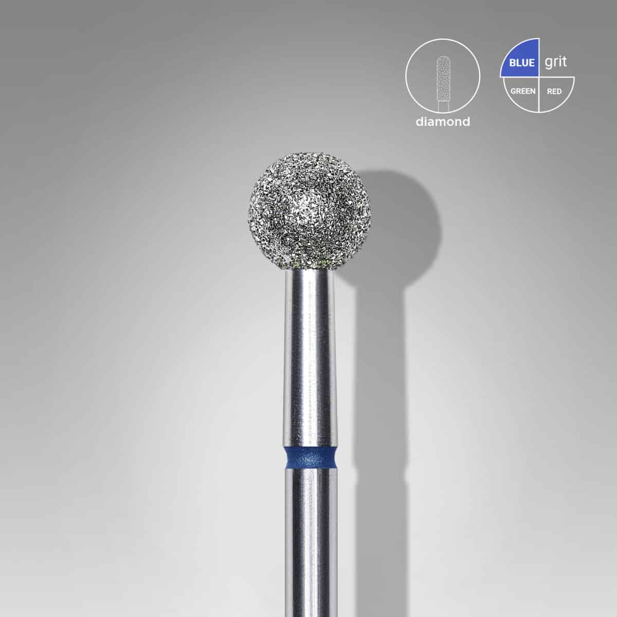 DIAMOND NAIL DRILL BIT, "ball", BLUE, 5mm