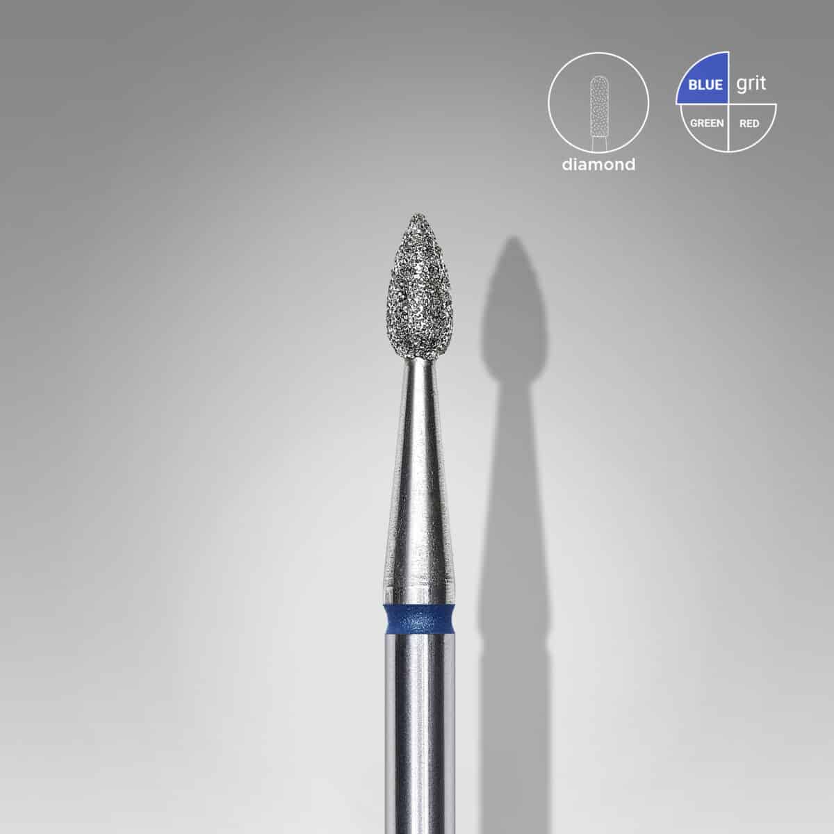 DIAMOND NAIL DRILL BIT, "drop", BLUE , 2.3mm/5mm